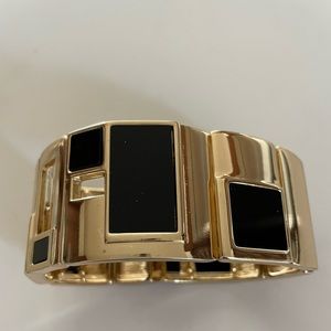Vintage Gold Tone and Black Stretch Bracelet